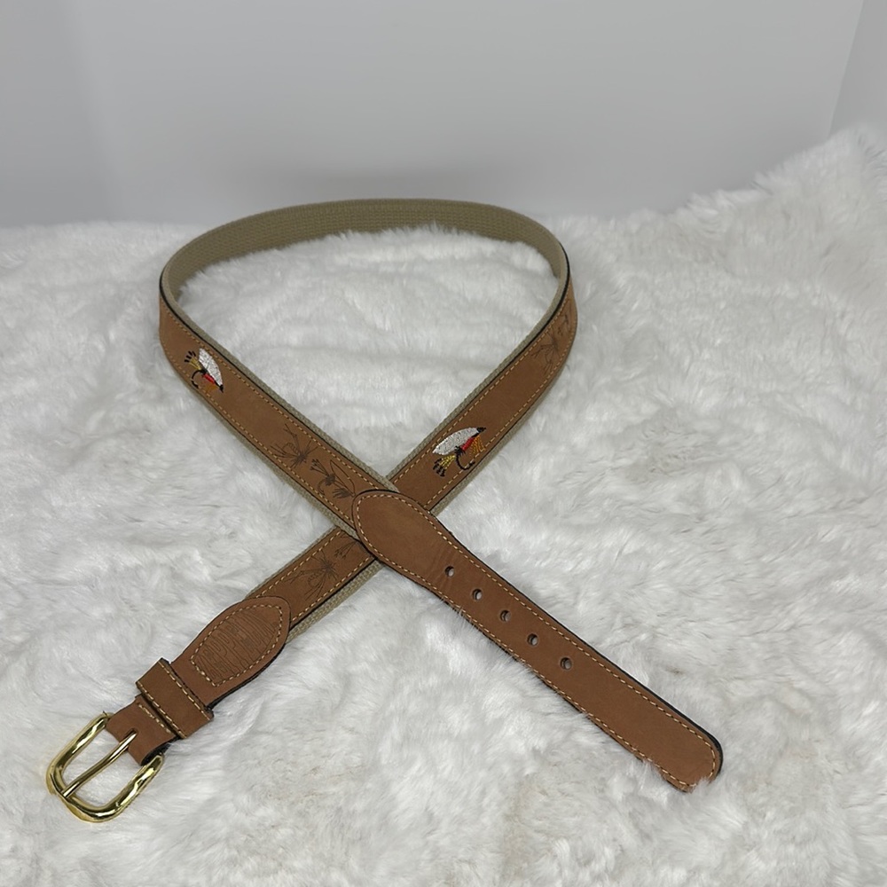 Zeppelin Canvas Leather Belt Size 42 with fishing lures